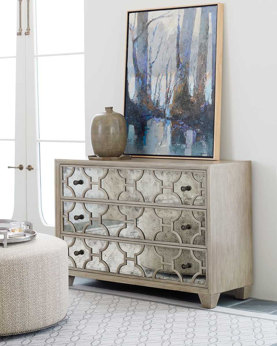 Santa Barbara Antiqued Mirror Trim Chest